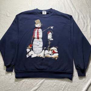 Vintage Jerzees "Snowman Embossed Print" Crewneck Sweatshirt